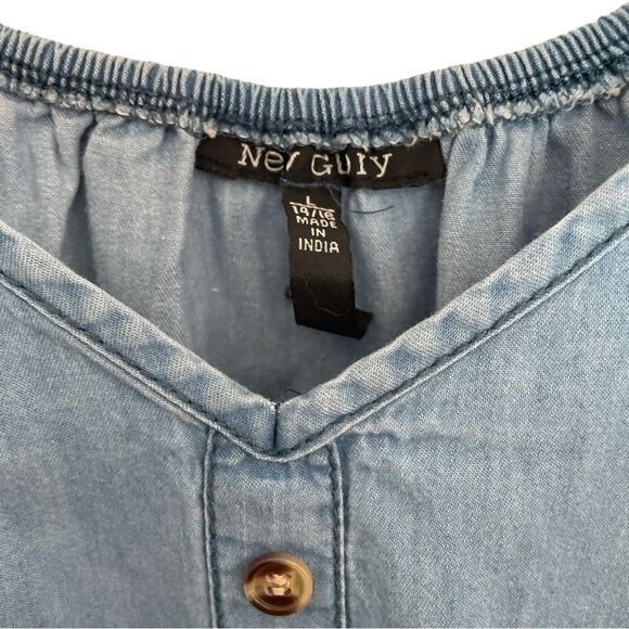 New Glory Denim Jean A-Line Dress Girls elastic waist, off shoulder Sz L (14/16) - Picture 3 of 7